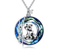YFN Collier avec pendentif renard, hibou, axolotl, hippopotame, vache des Highlands, panda rouge, raton laveur, en argent sterling 925, cadeau d'anniversaire pour femme et fille, Argent sterling