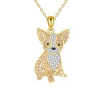 YFN Collier Chihuahua en argent sterling 925 avec pendentif chien Chihuahua Bijoux animaux mignons Cadeaux pour femmes et hommes amoureux des chiens