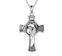 YFN Collier de prière en argent sterling avec pendentif Jésus Pray For Us - Bijou religieux pour femme et homme - Cadeau chrétien pour maman et fille