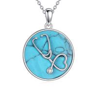YFN Collier en argent sterling 925 avec pendentif stéthoscope pour infirmières et médecins avec chaîne de 45,7 cm + 5,1 cm, bijou hypoallergénique pour Noël, la fête des infirmières, l'obtention d'un