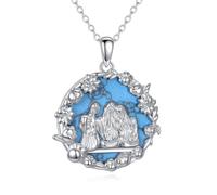 YFN Collier en argent sterling 925 pour femme avec pendentif trois sœurs turquoise avec chaîne de 45,7 cm + 5,1 cm, bijoux d'amitié, cadeaux pour anniversaire, Noël, remise de diplôme