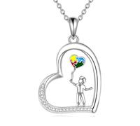 YFN Collier en argent sterling avec sensibilisation à l'autisme, pendentif en forme de puzzle, collier pour autisme TSA, bijoux pour femmes, inspiration autisme, Argent sterling, Aucun