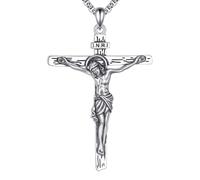 YFN Collier en forme de croix pour hommes et femmes en argent sterling 925 avec pendentif en forme de croix/urne commémorative avec chaîne de 55,8 cm + 5,8 cm, bijoux hypoallergéniques, boîte cadeau