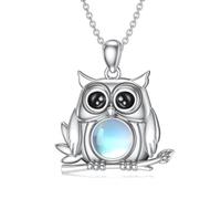 YFN Collier hibou en argent sterling 925 avec pendentif en cristal en forme de chouette en forme de lune - Cadeau pour femme et fille, Argent sterling, Pierre de lune