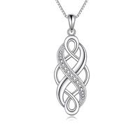 YFN Collier nœud celtique avec pendentif opale en argent sterling - Bijou Infinity Love, 45.72 cm, Argent sterling, Opale