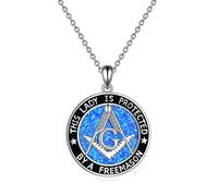 YFN maçonnique pendentif collier en argent Sterling pour homme, franc-maçon boussole symbole opale bijoux cadeaux pour femmes hommes 18 + 2"