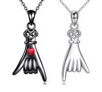 YFN Paire de chaînes en argent sterling - Collier assorti pour couple - Collier de promesse pour lui et elle Pinky - Pendentif promesse - Bijoux pour femme - Petits doigts - Cadeau pour femme, Normal