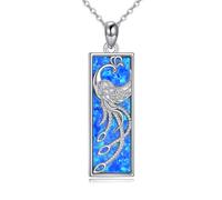 YFN Phoenix Chaîne en argent sterling avec opale bleue Bijoux pour femmes et hommes Phoenix Cadeaux pour anniversaire, nouveau départ