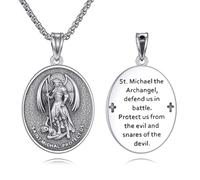 YFN St Michael Collier en argent sterling 925 avec pendentif Saint Michel Archange Protection Médaillon hypoallergénique Bijoux religieux Cadeau pour hommes et femmes
