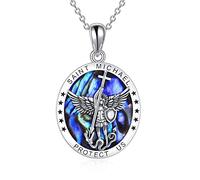 YFN St Saint Michael Collier Pendentif pour Hommes Garçons, Catholique/Protecteur/Talisman Argent Sterling Michael Archange Médaille Collier Bijoux 18+2"
