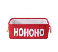 YFNHOME Panier de Noël Boîtes Cadeaux Rouge, Pliable Porte Couvert Noel Gros Fil, Broderie HO HO HO - Cadeaux, Décoration de Noël, Jouets Paniers et Corbeilles Rangement , Petit