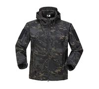 YFNT Veste Tactique Homme Militaire Airsoft Softshell Doublée Polaire à Capuche Outdoor Randonnée Chasse Manteau Hiver Blouson Camouflage