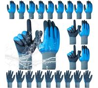 YFNVH Lot de 12 Paires de Gants de Travail Imperméables en Latex, Taille XL | Gants Bleus à Double Enduction, Antidérapants et Réutilisables pour Jardinage, Bricolage, Manutention et Nettoyage