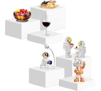YFNVH Lot de 6 Presentoir Buffet Cube, Presentoir Acrylique Blanc pour Desserts, Supports de Buffet Parties pour Traiteur Aperitif Bijoux Aliments Anniversaire (15/18/20 cm)