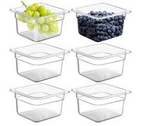 YFNVH Lot de 6 récipients gastronomiques GN 1/6 de 10 cm de haut - Boîtes empilables en plastique transparent pour buffet, cuisine et restauration, buffet, fruits, légumes, garnitures et plus encore