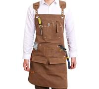 YFNVH Tablier de Travail en Toile 16 oz avec 12 Poches, Tablier de Menuisier Professionnel avec Bretelles Croisées Ajustables, Tabliers Résistant pour Bricolage, Soudure, Jardinage, BBQ, 63 x 75 cm