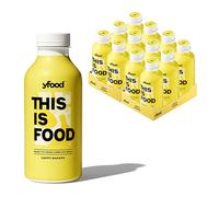 yfood Happy Banana, repas prêt à boire, THIS IS FOOD, substitut de repas, 34 g de protéines, 26 vitamines et minéraux (12 x 500 ml), goût banane
