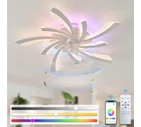 YFouCnd I 78CM Ventilateur de Plafond RGB avec Lampe et Télécommande, Lampe Ventilateur Plafond LED, Dimmable Réversible 6 Vitesses Memory Function for Chambre Salon Avec Lampe Ventilateur