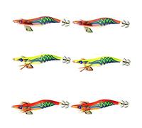 YFPICO 6pcs Turluttes Leurres Luminieux Squid Jigs Leurre Crevette pour La Pêche des Seiches et Calamars 3.5#