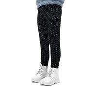 YFPICO Legging Fille Hiver Epais Rester au Chaud et Ajouter du Voleur Pantalon Long Imprimée pour Les Filles 4 Ans à 11 Ans, Noir et Point, 6 Ans(Taille l'étiquette: 120)