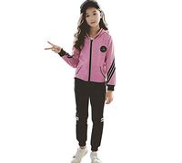 YFPICO Survêtement Fille Encapuchonné Sweat à Capuche Ensemble de Sport 2/3 Pièces Veste Pantalon de Sport Sweat-Shirt Zippé Vêtement de Printemps Automne Costume Jogging Joggers, 3-4 Ans