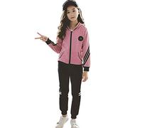 YFPICO Survêtement Fille Encapuchonné Sweat à Capuche Ensemble de Sport 2/3 Pièces Veste Pantalon de Sport Sweat-Shirt Zippé Vêtement de Printemps Automne Costume Jogging Joggers, 7-8 Ans