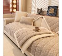 YFPZHZ Housse De Canapé Douce Et Peluche Couvre De Protection pour Coussin D'Assise 1 2 3 4 Places Couverture De Canapé pour Chat Anti-Griffures, Convient à Toutes Les Saisons(90x180cm,Khaki)