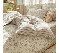 YFPZHZ Housse De Couette à Floraux Housse De éDredon en Coton Doux, Fermeture éClair, Single Double King Duvet Cover, pour Chambre Adulte RéSidence éTudiante, Respirant(2XPillowcase: 48x74cm,Grey)