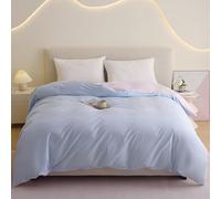 YFPZHZ Housse De Couette Patchwork avec Fermeture ÉClair Literie De Lit en Coton Lavé Housses De Duvet pour 1~2 Personnes Lit, Couvre DéCoration De Couette, Respirable(150x210cm,Blue 3)