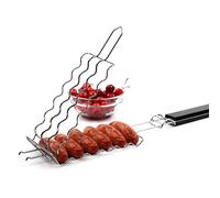 YFSAN Panier de grillade Barbecue, métal Barbecue Sausage Rack Grill Mesh Clip Holder Picnic Kitchen Tools 6 Hot Dogs