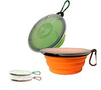 YFSEOS Gamelle Pliable pour Chien, [Lot de 2] Bol de Voyage en Silicone avec Mousqueton, Gammelle d'alimentation Portable Équipé de Couvercle pour Promenade, Randonnée et Camping (450ml)