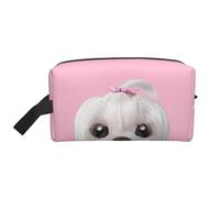YFSGDLBN Adorable sac de rangement imprimé chien maltais portable voyage cosmétique trousse de toilette