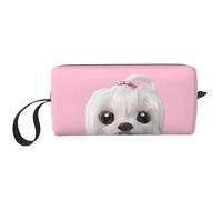 YFSGDLBN Adorable sac de voyage portable avec imprimé chien maltais, trousse de toilette, sac de rangement, blanc, Taille unique