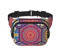 YFSGDLBN Beau sac banane carré imprimé hexagonal double couche sac de poitrine quotidien décontracté, Noir , Taille unique