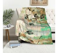 YFSGDLBN Couverture en flanelle imprimée vintage libellules pour canapé, couverture de lit légère