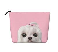 YFSGDLBN Joli sac de maquillage en chanvre imprimé chien maltais sac de rangement quotidien sac de voyage cosmétique, Noir , Taille unique