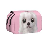 YFSGDLBN Jolie trousse à crayons avec double coquillage imprimé chien maltais