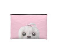 YFSGDLBN Jolie trousse de maquillage réutilisable en papier imprimé chien maltais