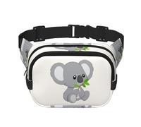 YFSGDLBN Koala eat Leaf imprimé carré double couche sac banane quotidien décontracté poitrine sac, Noir , Taille unique