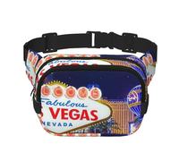 YFSGDLBN Las Vegas Night City Sac de poitrine carré double couche imprimé quotidien décontracté, Noir , Taille unique