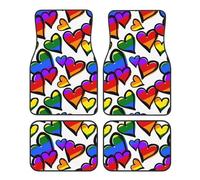 YFSGDLBN Lot de 4 tapis de sol de voiture Motif cœurs Gay Pride arc-en-ciel