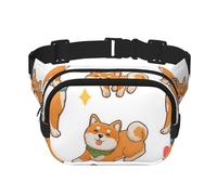 YFSGDLBN Mignon Shiba Inu Dog Imprimé Carré Double Couche Sac Banane Daily Casual Chest Bag, Noir , Taille unique