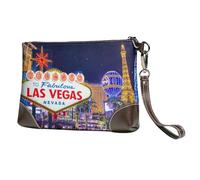 YFSGDLBN Pochette en cuir véritable avec fermeture éclair pour cartes de chasse Flying Wild, Las Vegas Night City, Taille unique