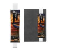 YFSGDLBN Porte-stylo en cuir imprimé coucher de soleil sur verre à vin marque-page, blanc, Taille unique, Pochette à monnaie