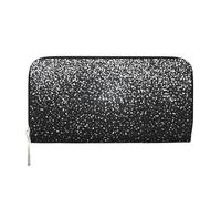 YFSGDLBN Portefeuille long en cuir véritable avec imprimé paillettes argentées brillantes, Noir , Taille unique