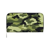 YFSGDLBN Portefeuille long en cuir véritable imprimé camouflage vert, Noir , Taille unique