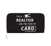 YFSGDLBN Portefeuille long en cuir véritable imprimé I'm A Realtor Ask Me, Noir , Taille unique