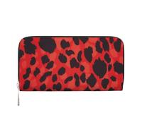 YFSGDLBN Portefeuille long en cuir véritable imprimé léopard rouge, Noir , Taille unique