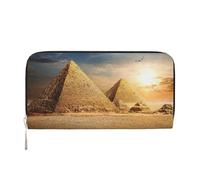 YFSGDLBN Portefeuille long en cuir véritable imprimé pyramide égyptienne dans le désert, Noir , Taille unique