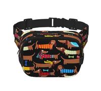 YFSGDLBN Sac banane carré double couche avec imprimé « I Love My Dog Teckels », Noir , Taille unique